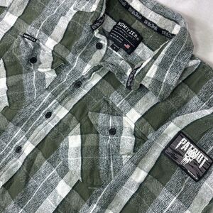 Howitzer Patriot Men's Large Flannel Button Up Shirt Long Sleeve Green‎ Patriot